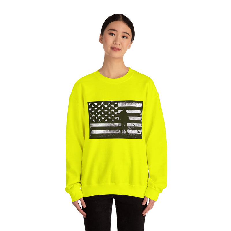 Graphic American Flag with Detectorist, Heavy Blend Crewneck Sweatshirt - sku: 12