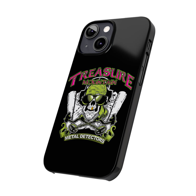 Slim iPhone Black Cases with Treasure Mountain Logo (iPhone 13-16 series)