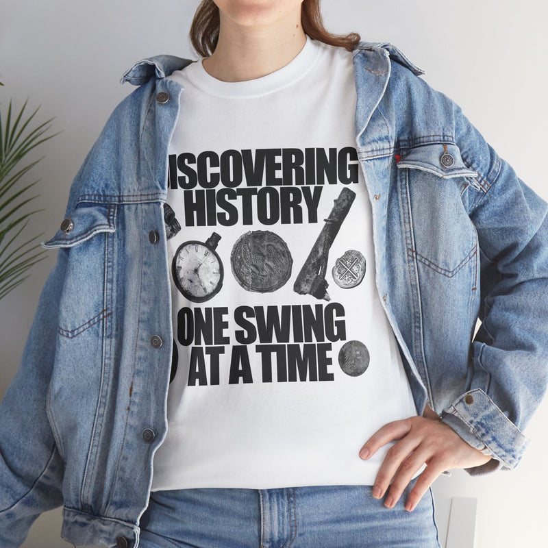 Monochrome Relic "Discovering History One Swing at a Time" design. Heavy weight cotton T-Shirt. FREE SHIPPING