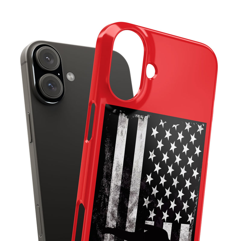 Slim iPhone Red Cases with stylized American Flag and Detectorist (13-16 series) sku: 22