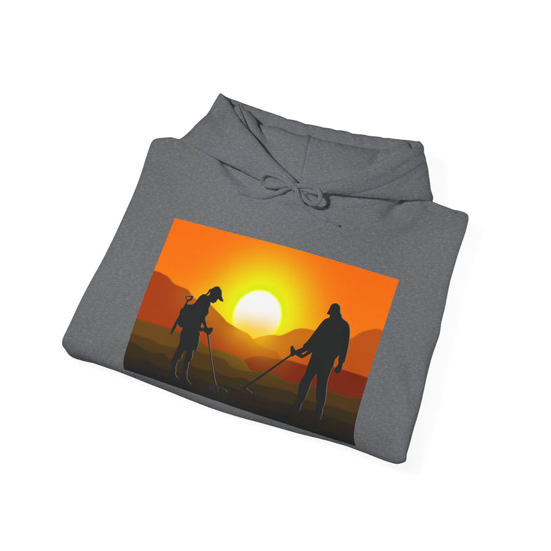 Sunset Detector Couple design on front, graphic coil on back, 2-Sided. Thick Weight Hoodie FREE SHIPPING