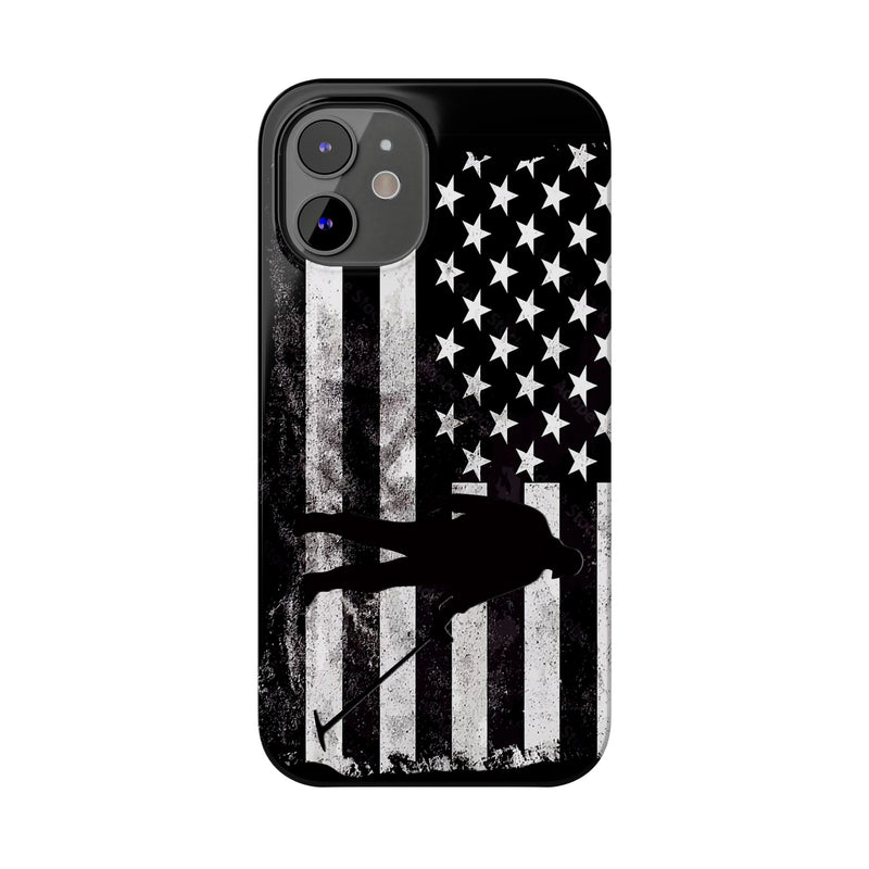 Slim iPhone Black Cases with stylized American Flag and Detectorist (iPhone 13-16 series) sku: 21