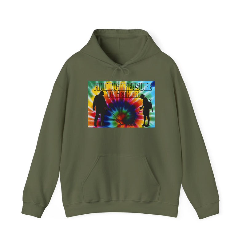 'Finding Treasure Together' Tie dye 2-Sided Metal Detecting Thick Weight Hoodie FREE SHIPPING