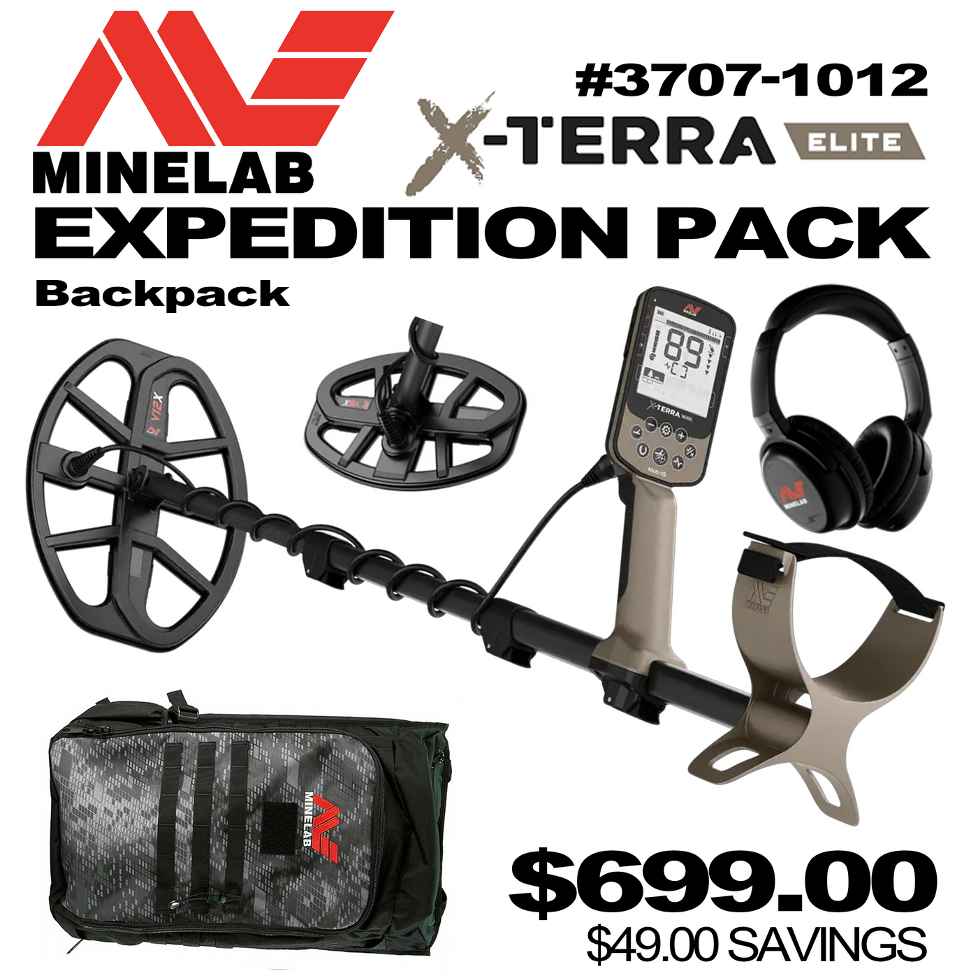 Minelab X-Terra Elite Expedition Pack - with backpack #3707-1012 Minelab X-Terra Elite Expedition Pack - with backpack #3707-1012