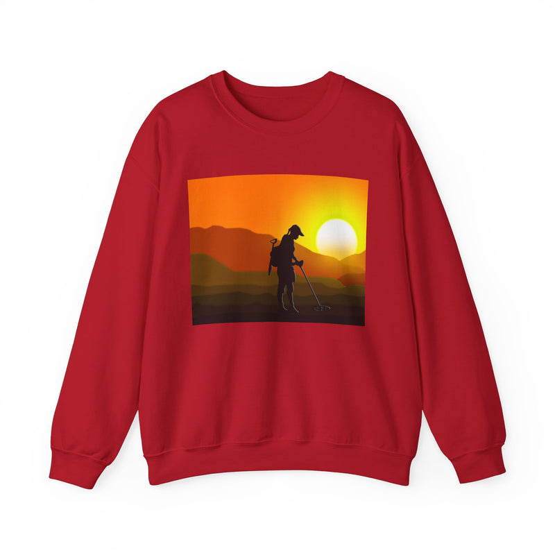 Heavy Blend Crewneck Sweatshirt - Female Detectorist with Sunset Design. 1-sided. FREE SHIPPING