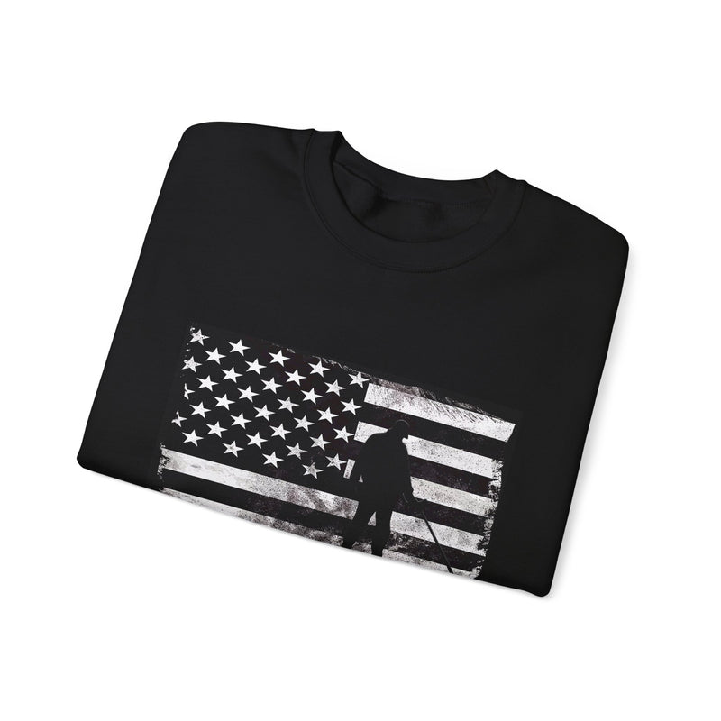 Graphic American Flag with Detectorist, Heavy Blend Crewneck Sweatshirt - sku: 12