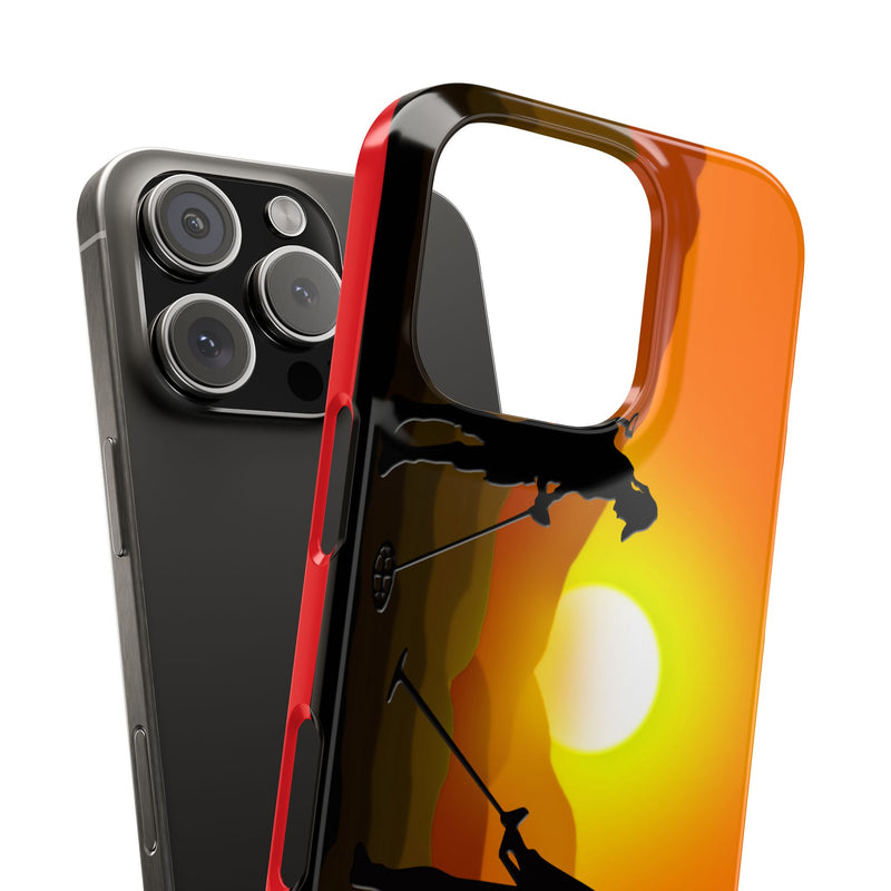 Slim iPhone Red Cases with SUNSET Detector Couple Graphic (iPhone 13-16 series) sku: 145