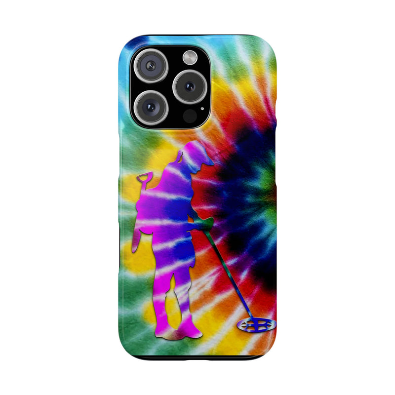 Slim iPhone Black Cases with Female Detectorist, Tie-Dye Design (iPhone 13-16 series)