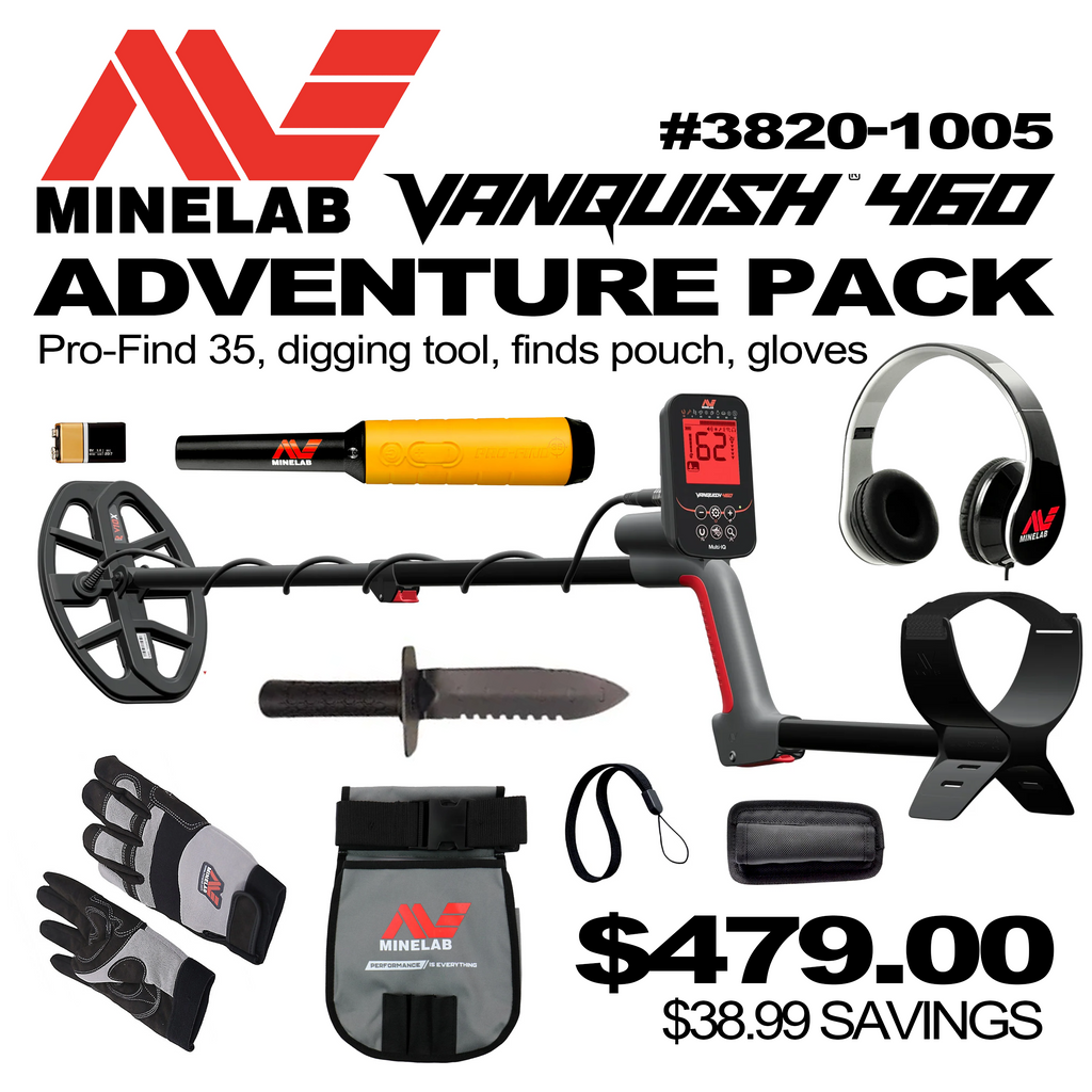 Minelab Vanquish 460 Metal Detector Pro-Find 35 & Adventure Pack #3820-1005