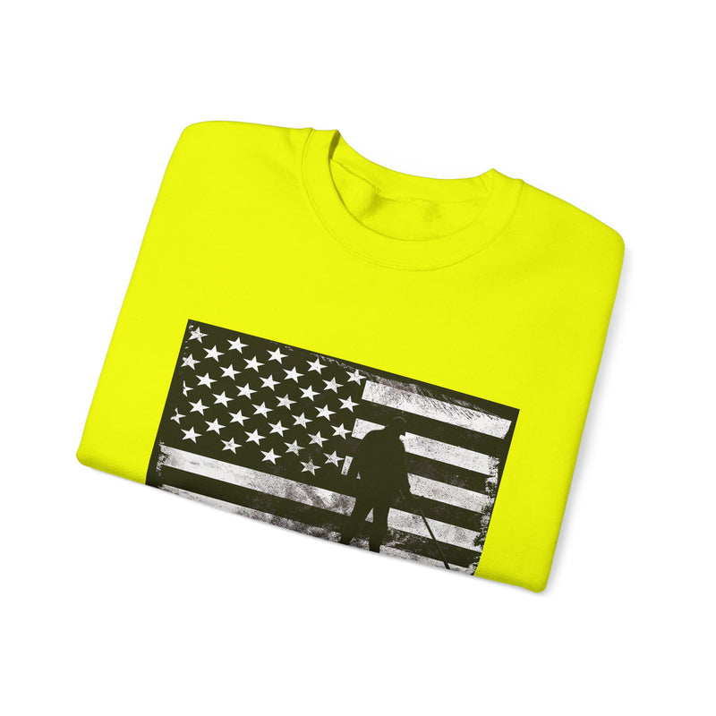 Graphic American Flag with Detectorist, Heavy Blend Crewneck Sweatshirt - sku: 12