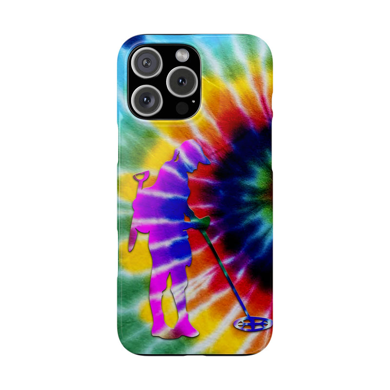 Slim iPhone Black Cases with Female Detectorist, Tie-Dye Design (iPhone 13-16 series)