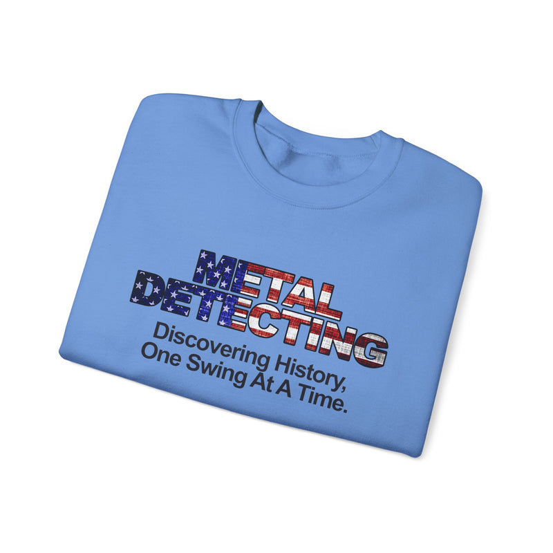 Discovering History Metal Detecting American Flag motif, Heavy Blend Crewneck Sweatshirt - sku: 15