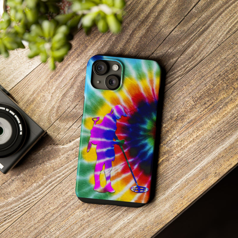 Slim iPhone Black Cases with Female Detectorist, Tie-Dye Design (iPhone 13-16 series)