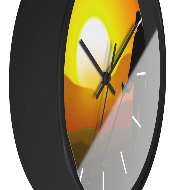 Sunset graphic of metal detecting couple Clock  10"  Battery operated (AA not included)  sku: 101