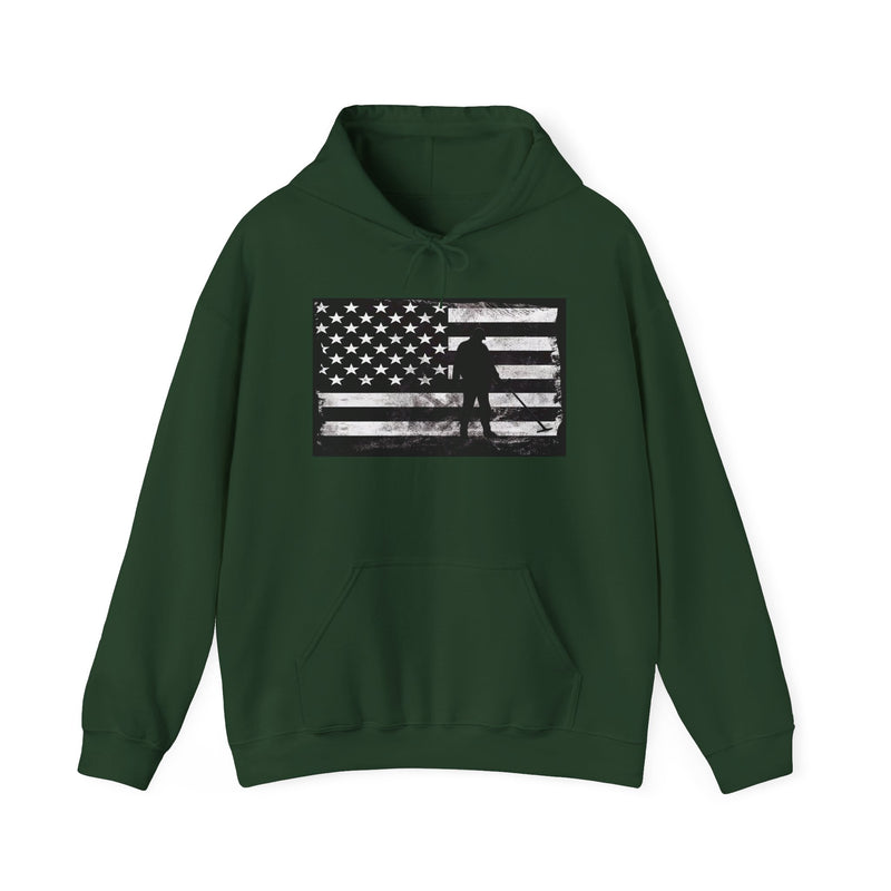 Graphic American Flag with Detectorist, 2-Sided. Thick Weight Hoodie sku: 14