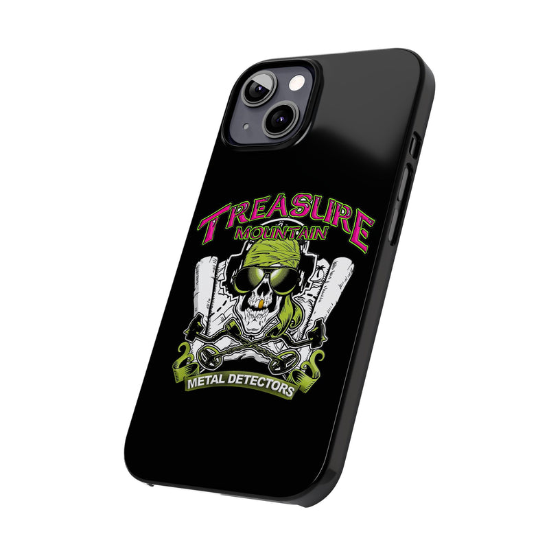 Slim iPhone Black Cases with Treasure Mountain Logo (iPhone 13-16 series)