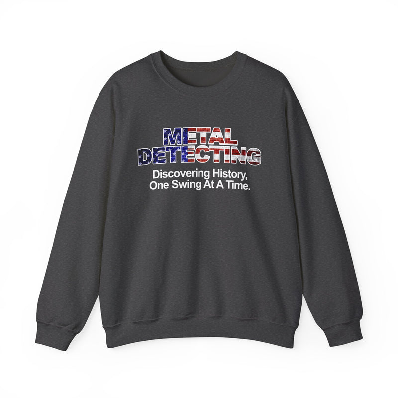 Discovering History Metal Detecting American Flag motif, Heavy Blend Crewneck Sweatshirt - sku: 15