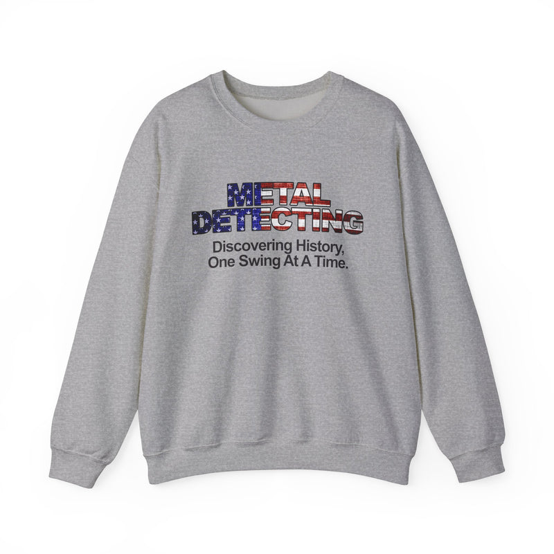 Discovering History Metal Detecting American Flag motif, Heavy Blend Crewneck Sweatshirt - sku: 15