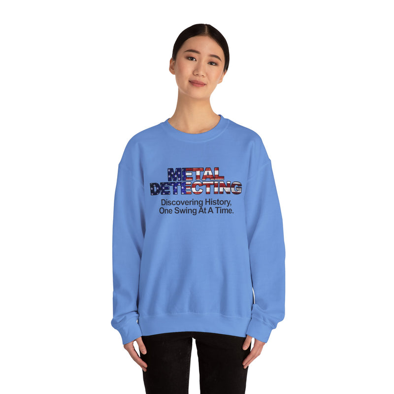 Discovering History Metal Detecting American Flag motif, Heavy Blend Crewneck Sweatshirt - sku: 15