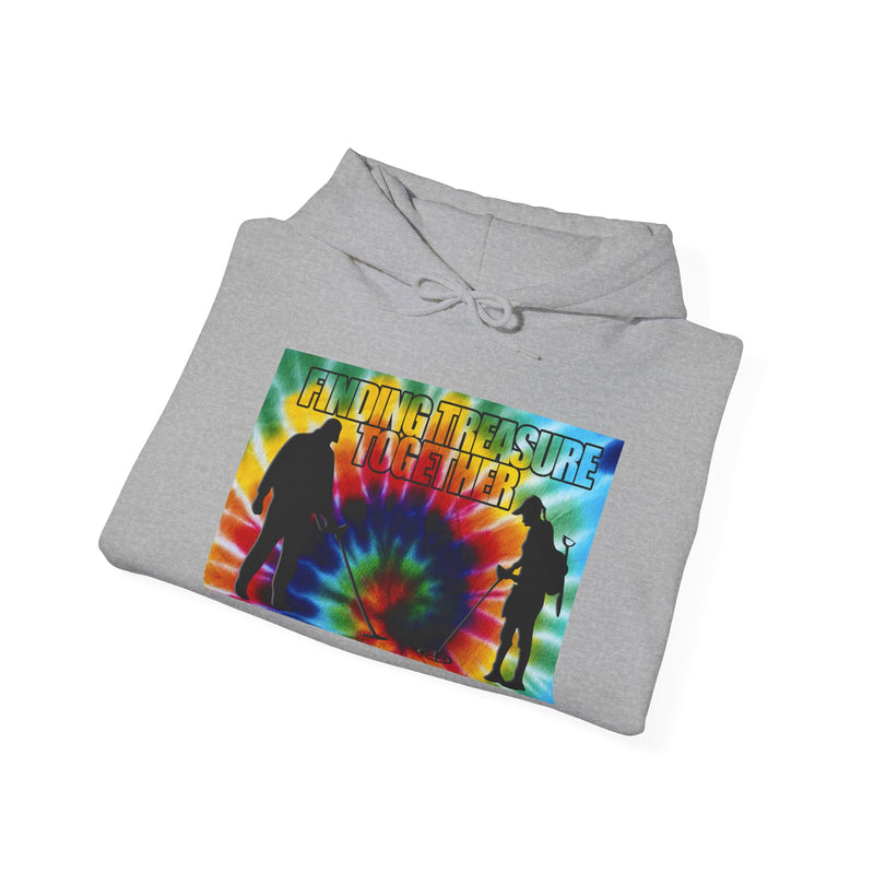 'Finding Treasure Together' Tie dye 2-Sided Metal Detecting Thick Weight Hoodie FREE SHIPPING