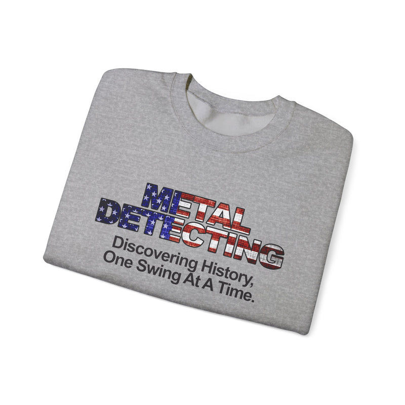 Discovering History Metal Detecting American Flag motif, Heavy Blend Crewneck Sweatshirt - sku: 15