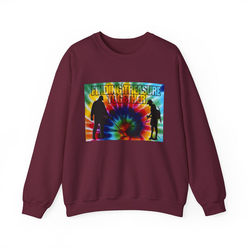 'Finding Treasure Together' Tie Dye, Heavy Blend Crewneck Sweatshirt - 1-sided print. S-XXXXX. sku 191