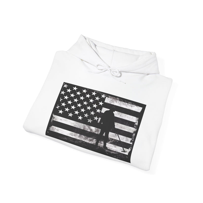 Graphic American Flag with Detectorist, 2-Sided. Thick Weight Hoodie FREE SHIPPING