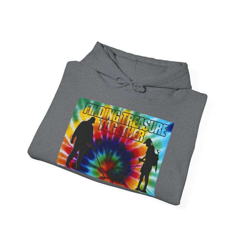 'Finding Treasure Together' Tie dye 2-Sided Metal Detecting Thick Weight Hoodie FREE SHIPPING