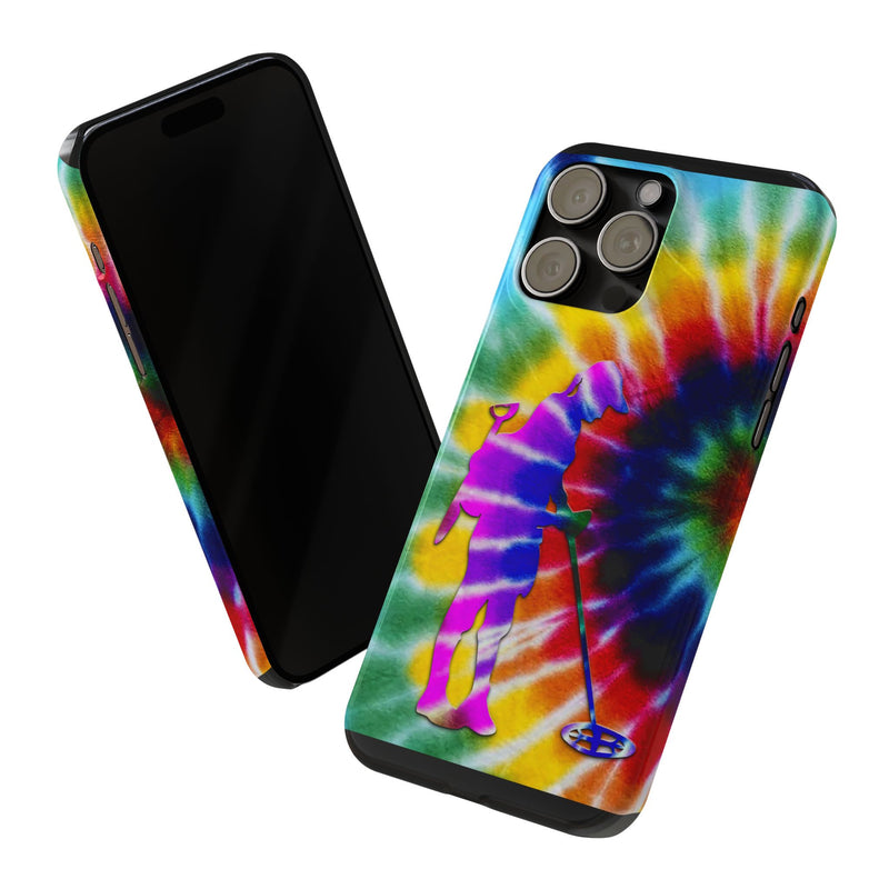 Slim iPhone Black Cases with Female Detectorist, Tie-Dye Design (iPhone 13-16 series)