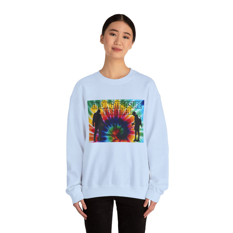 'Finding Treasure Together' Tie Dye, Heavy Blend Crewneck Sweatshirt - 1-sided print. S-XXXXX. sku 191