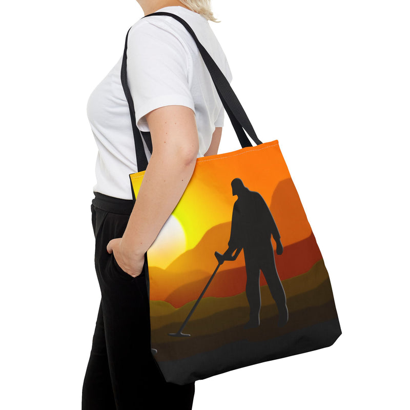 18X18" Tote SUNSET with Male Detectorist design. 1 sided print. sku 200