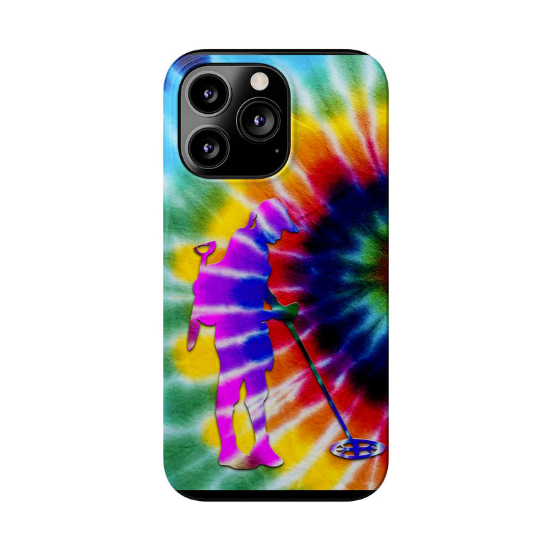 Slim iPhone Black Cases with Female Detectorist, Tie-Dye Design (iPhone 13-16 series)