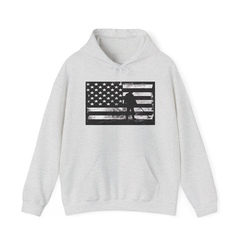 Graphic American Flag with Detectorist, 2-Sided. Thick Weight Hoodie FREE SHIPPING