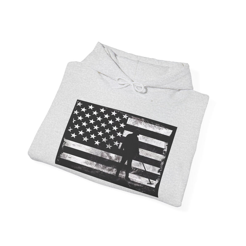 Graphic American Flag with Detectorist, 2-Sided. Thick Weight Hoodie sku: 14