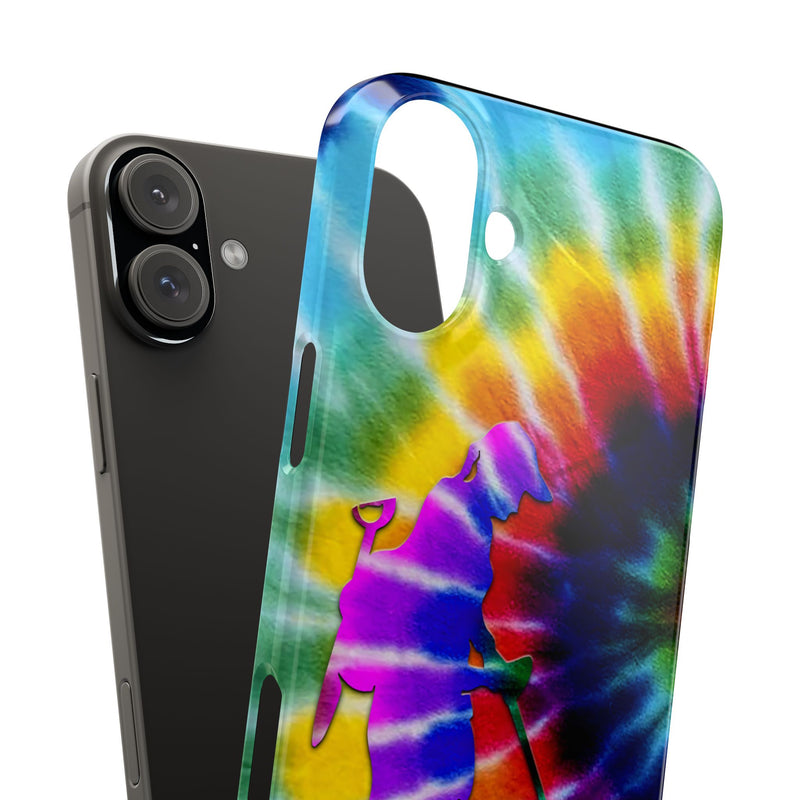 Slim iPhone Black Cases with Female Detectorist, Tie-Dye Design (iPhone 13-16 series)