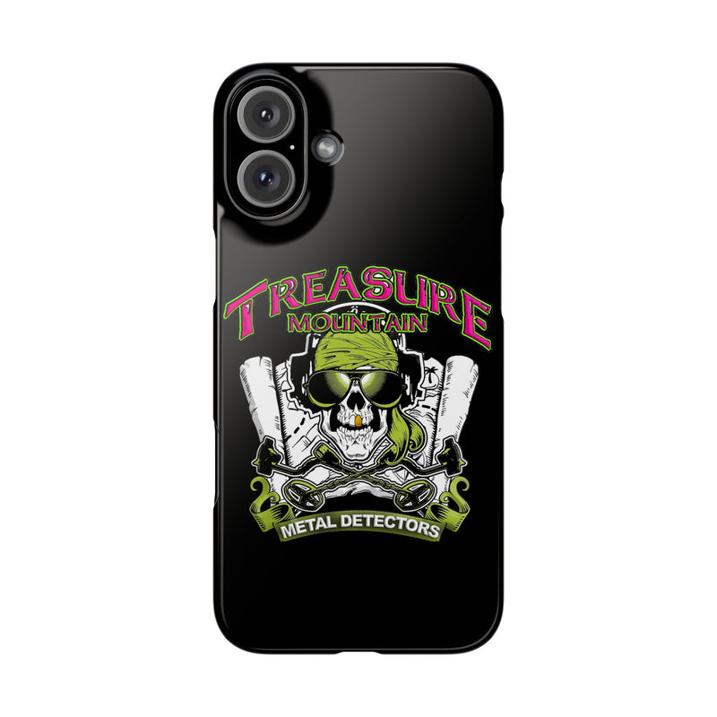 Slim iPhone Black Cases with Treasure Mountain Logo (iPhone 13-16 series)