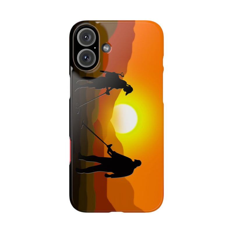 Slim iPhone Red Cases with SUNSET Detector Couple Graphic (iPhone 13-16 series) sku: 145