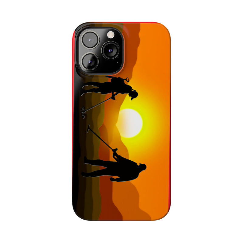 Slim iPhone Red Cases with SUNSET Detector Couple Graphic (iPhone 13-16 series) sku: 145