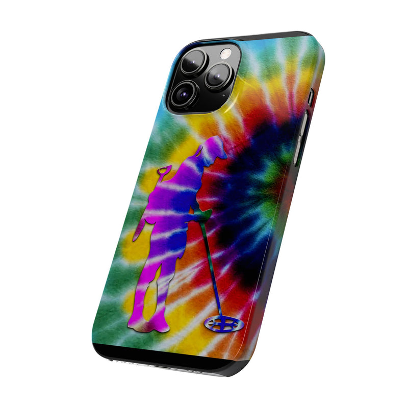 Slim iPhone Black Cases with Female Detectorist, Tie-Dye Design (iPhone 13-16 series)