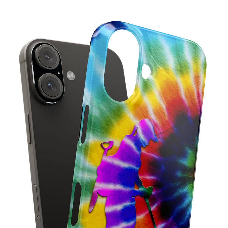 Slim iPhone Black Cases with Female Detectorist, Tie-Dye Design (iPhone 13-16 series)