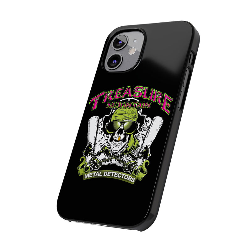 Slim iPhone Black Cases with Treasure Mountain Logo (iPhone 13-16 series)