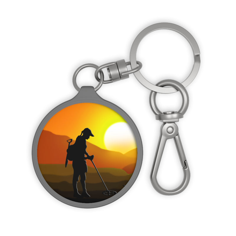 Keyring Tag - Sunset Female Detectorist Graphic - sku 214