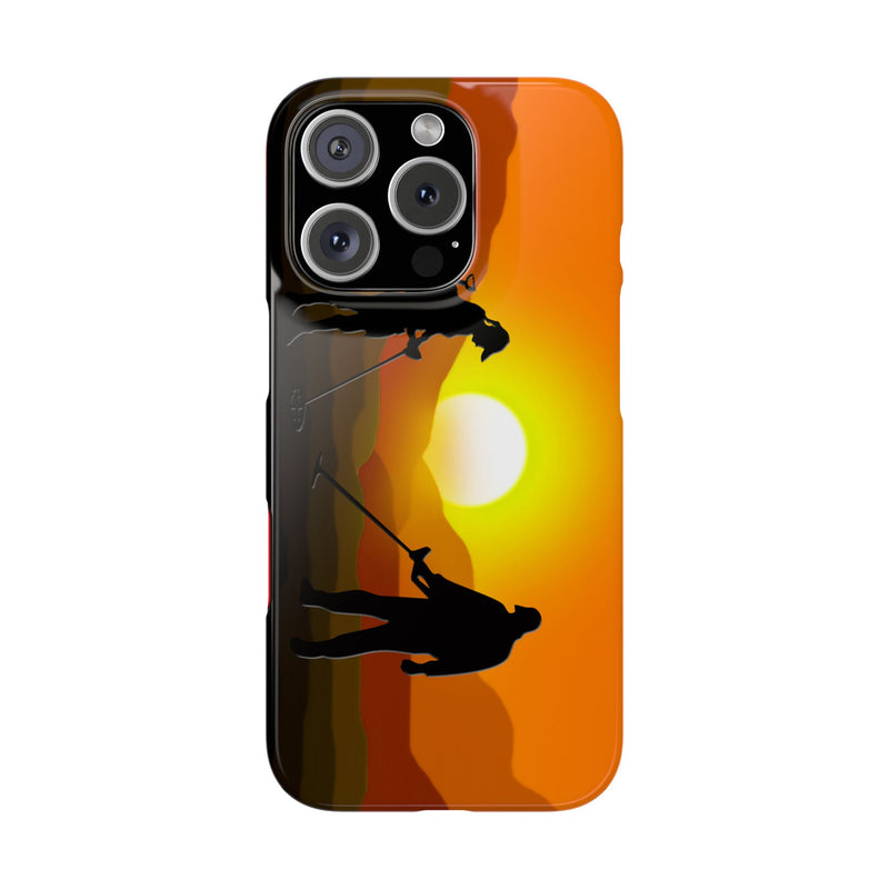 Slim iPhone Red Cases with SUNSET Detector Couple Graphic (iPhone 13-16 series) sku: 145