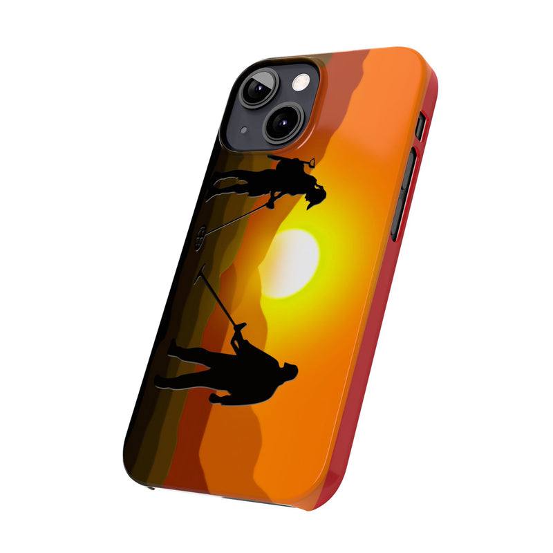 Slim iPhone Red Cases with SUNSET Detector Couple Graphic (iPhone 13-16 series) sku: 145