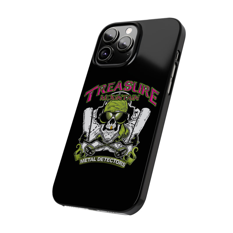 Slim iPhone Black Cases with Treasure Mountain Logo (iPhone 13-16 series)