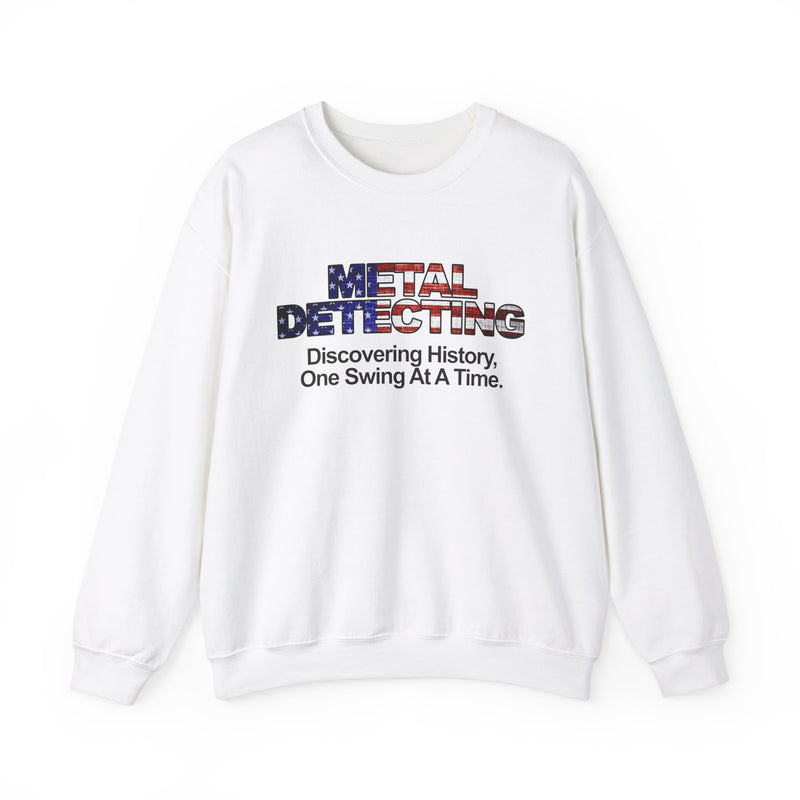 Discovering History Metal Detecting American Flag motif, Heavy Blend Crewneck Sweatshirt - sku: 15