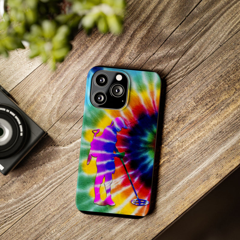 Slim iPhone Black Cases with Female Detectorist, Tie-Dye Design (iPhone 13-16 series)