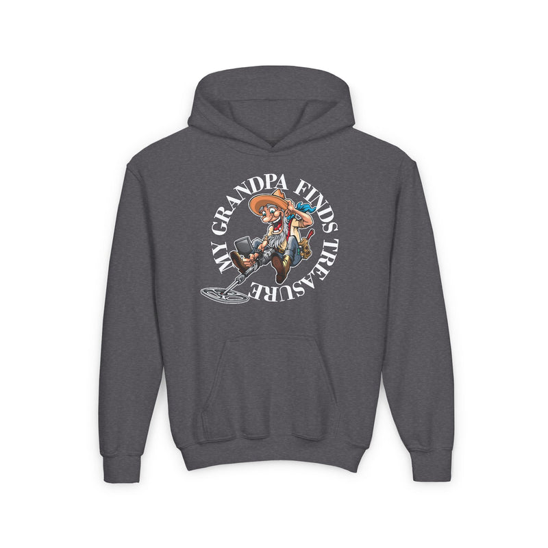 Youth Heavy Blend Hoodie "My Grandpa Finds Treasure" with Prospector - 2-Sided Print   S-XL  sku: