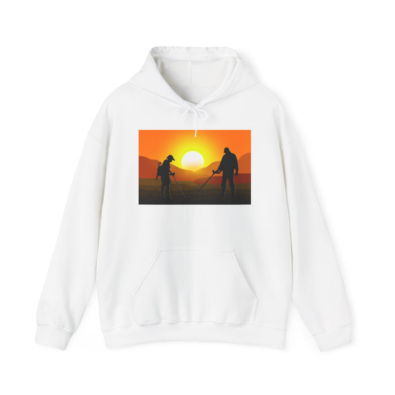 Sunset Detector Couple design on front, graphic coil on back, 2-Sided. Thick Weight Hoodie FREE SHIPPING