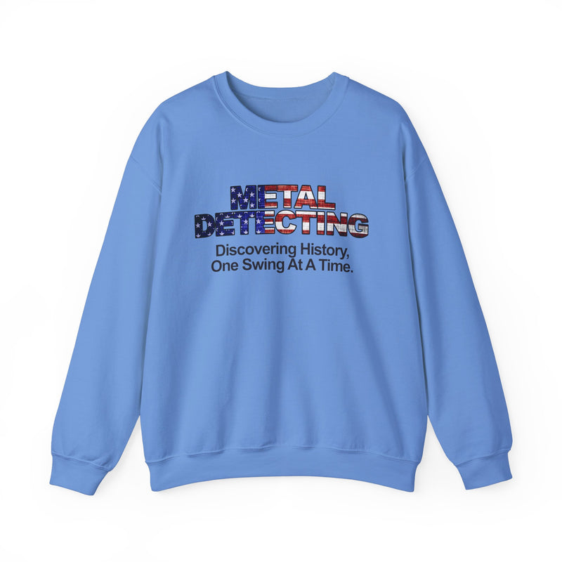 Discovering History Metal Detecting American Flag motif, Heavy Blend Crewneck Sweatshirt - sku: 15